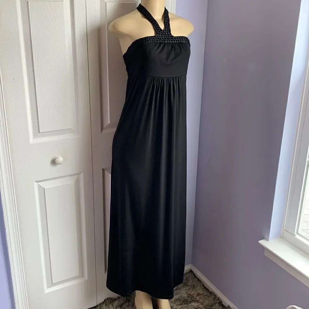 Elle Maxi Halter Spring Summer Party Special Occasion Dress XS Black